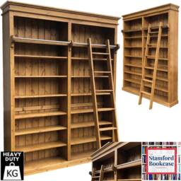 "Solid Pine 8Ft Tall Bookcase, Adjustable Display ""Heavy Duty" - thumbnail 2