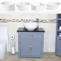 Bathroom Vanity Unit Grey Painted Cabinet Wash Stand Black Quartz & Ceramic Basin 502Gbqcbc - thumbnail 2