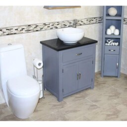 Bathroom Vanity Unit Grey Painted Cabinet Wash Stand Black Quartz & Ceramic Basin 502Gbqcbc - thumbnail 3