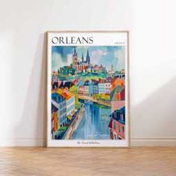 Orl??ans France Travel Poster Loire River, Cathedral City Print - thumbnail 3