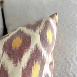 Silk Waterwave Taffeta Ikat Burgundy Yellow Cushion Cover 45 X 45cm - thumbnail 4