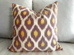 Silk Waterwave Taffeta Ikat Burgundy Yellow Cushion Cover 45 X 45cm