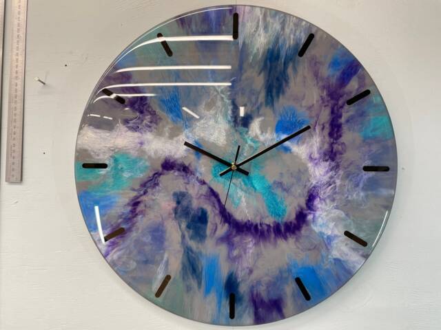 50cm Large Grey Purple & Blue Modern Resin Wall Clock, Unusual Abstract Clock - image 1