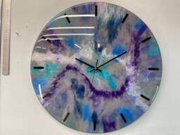 50cm Large Grey Purple & Blue Modern Resin Wall Clock, Unusual Abstract Clock
