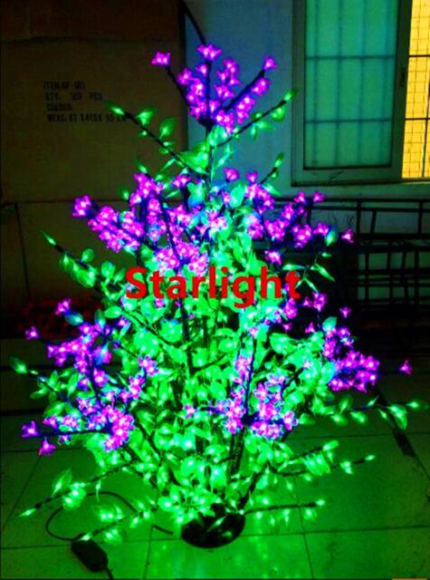 960Pcs Leds 6Ft Led Bush Light Cherry Blossom Tree Christmas Pink Large Flower + Green Leaf Outdoor/Indoor Use Rainproof - image 1