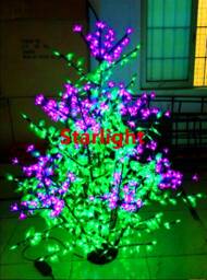 960Pcs Leds 6Ft Led Bush Light Cherry Blossom Tree Christmas Pink Large Flower + Green Leaf Outdoor/Indoor Use Rainproof - thumbnail 1