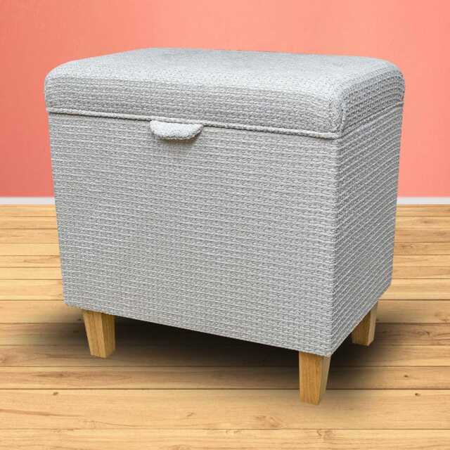 Pearl Metallic Tall Ottoman With Storage - Vecchio Woven Footstool British Made To Order - image 1