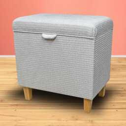 Pearl Metallic Tall Ottoman With Storage - Vecchio Woven Footstool British Made To Order - thumbnail 1