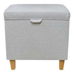 Pearl Metallic Tall Ottoman With Storage - Vecchio Woven Footstool British Made To Order - thumbnail 3