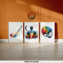 Custom Hockey Poster Set - 3 Colourful Prints - Boys Bedroom Decor Personalised Kids Room Artwork Print Wall Art Gift - thumbnail 2