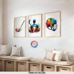 Custom Hockey Poster Set - 3 Colourful Prints - Boys Bedroom Decor Personalised Kids Room Artwork Print Wall Art Gift - thumbnail 1