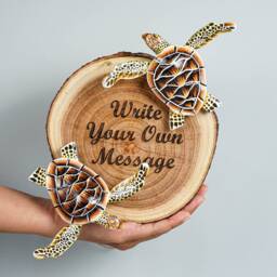 Custom Wood Sign, Family Name Door Hanger, Handmade, Brown Turtle, Outdoor Decor, Carving, Couple Wall Art, Memorial Gift - thumbnail 3