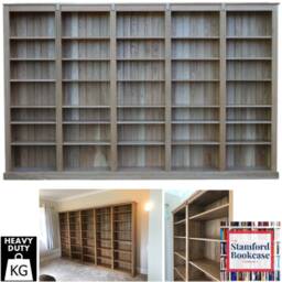 Solid Oak Bookcase, Heavy Duty Library Shelving Unit, Traditional Style Bookshelves - thumbnail 2
