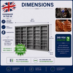 Solid Oak Bookcase, Heavy Duty Library Shelving Unit, Traditional Style Bookshelves - thumbnail 4