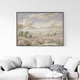 Beige Countryside Landscape Poster, Vintage Paper Wall Art - thumbnail 3