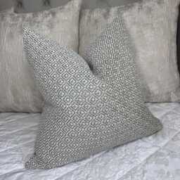 Handmade Pillow Cover - Grey Throw Cover, Cushion For Sofa, Chair Or Window Seat, Designer Sanderson Fabric, Linden - thumbnail 1