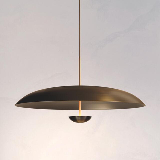 Mid Century Brass Chandelier, Patina Sputnik Style - image 1