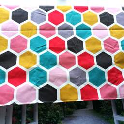 Cafe Curtain Window Valance/Window Treatment Topper/Kitchen/Bathroom/Kids Nursery Living Room Panel-Chic Geometric Hexagon, Free Gift - thumbnail 3