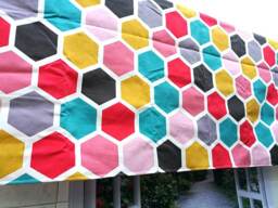 Cafe Curtain Window Valance/Window Treatment Topper/Kitchen/Bathroom/Kids Nursery Living Room Panel-Chic Geometric Hexagon, Free Gift