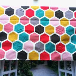Cafe Curtain Window Valance/Window Treatment Topper/Kitchen/Bathroom/Kids Nursery Living Room Panel-Chic Geometric Hexagon, Free Gift - thumbnail 2