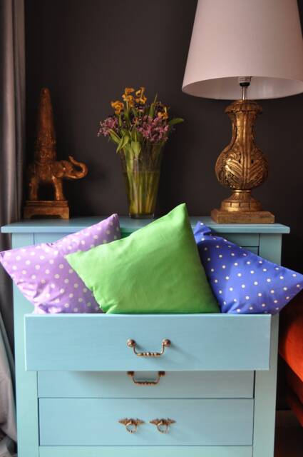 Blue Dotted Cushion, Cotton Green Lilac Child Cishion, Pillow, Cushion - image 1