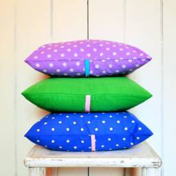 Blue Dotted Cushion, Cotton Green Lilac Child Cishion, Pillow, Cushion - thumbnail 3