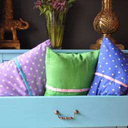Blue Dotted Cushion, Cotton Green Lilac Child Cishion, Pillow, Cushion - thumbnail 2