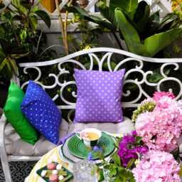 Colorful Cotton Pillow Covers, Lavender Polka Dot Cushion, Blue Pillow, Green Cushion Cover, Provence Home Decor Set - thumbnail 2