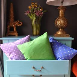 Colorful Cotton Pillow Covers, Lavender Polka Dot Cushion, Blue Pillow, Green Cushion Cover, Provence Home Decor Set - thumbnail 4