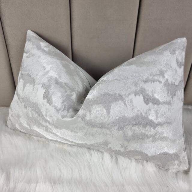 Decorative Glamorous Luxury Cushion Cover New Home Nimbus Fabric Lumbar Pillow Case Silver Grey - image 1