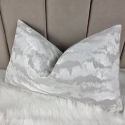 Decorative Glamorous Luxury Cushion Cover New Home Nimbus Fabric Lumbar Pillow Case Silver Grey - thumbnail 1
