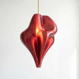 Crimson Red Sculptural Pendant Light Large Statement Ceiling Lamp, 50cm - thumbnail 1