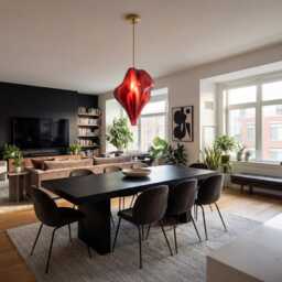 Crimson Red Sculptural Pendant Light Large Statement Ceiling Lamp, 50cm - thumbnail 2