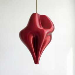 Crimson Red Sculptural Pendant Light Large Statement Ceiling Lamp, 50cm - thumbnail 3