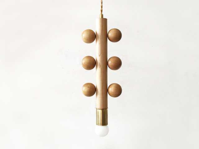 Mid Century Modern Maple Brass Pendant Light Ceiling Wood Gold Fixture Lamp Bedroom Lighting Kitchen - image 1
