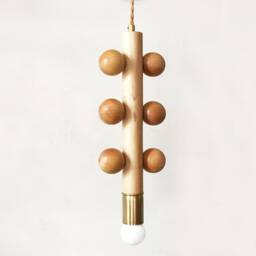 Mid Century Modern Maple Brass Pendant Light Ceiling Wood Gold Fixture Lamp Bedroom Lighting Kitchen - thumbnail 2
