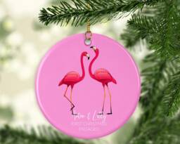Personalized Flamingo Couple Christmas Ornament - Engaged