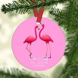 Personalized Flamingo Couple Christmas Ornament - Engaged - thumbnail 2