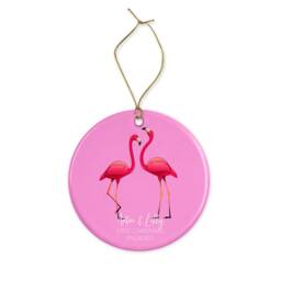 Personalized Flamingo Couple Christmas Ornament - Engaged - thumbnail 3