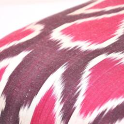 Floral Ikat Pillow Cover, Red Accent Pillow, Handmade Silk Cotton Cushion - 20x20 Inches - thumbnail 3