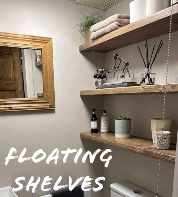Rustic Floating Shelves & Concealed Metal Brackets - Reclaimed Wood Diy Shelving Industrial Decor Home Wall Mounted - image 1