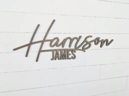 Custom Wood Name Sign Nursery Decor, Baby Room Art - Kids Sign For Wall - thumbnail 1
