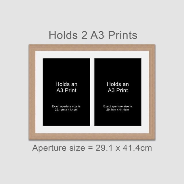 A3 Picture Frame To Hold 2 Photos in An Oak Veneer Wooden - image 1