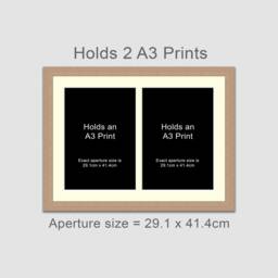 A3 Picture Frame To Hold 2 Photos in An Oak Veneer Wooden - thumbnail 2