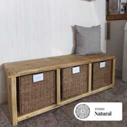 Rustic Shoe Rack Bench - Farmhouse Entryway Table Handmade From Reclaimed Wood - Duddon - thumbnail 1
