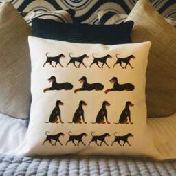 Personalised Doberman Dog Country Canvas Cushion - Customised Owner & Lover Linen Puppy Cover With Inner Filler - thumbnail 2