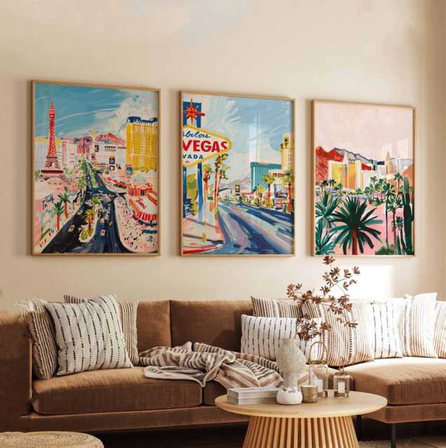 Set Of 3 Las Vegas Posters, Nevada Wall Art, Usa Travel Prints, Retro Poster Set, Vintage Decor Prints - image 1