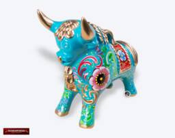 Hand-Painted Turquoise Pucara Bull 8.5 - thumbnail 1