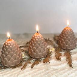 Christmas Candle Set, Pine Cone Candles, Christmas Decorative Candle, White Christmas Candles, Chritmas Gift Idea, Chritmas Table Decoration - thumbnail 2