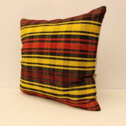 Turkish Kilim Pillow, 24x24 Bohemian Cushion Handwoven Anatolian Boho Sofa Accent Cover 4Af-19 - thumbnail 3